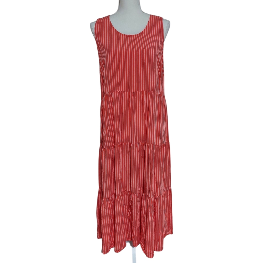 A New Day Red Striped Midi Dress Sz XL